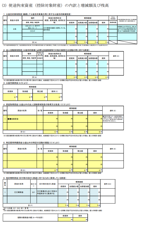 公益法人会計基準,使途拘束性資産